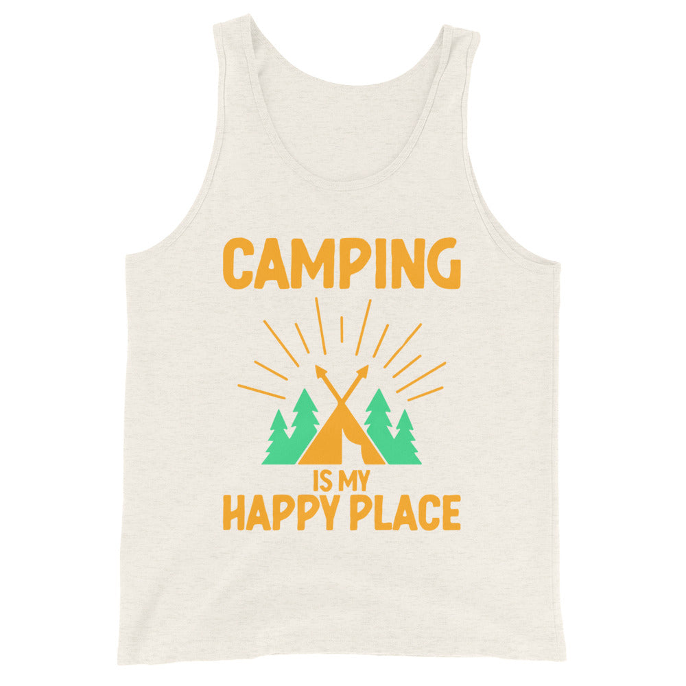 Camping is my happy place tank tops