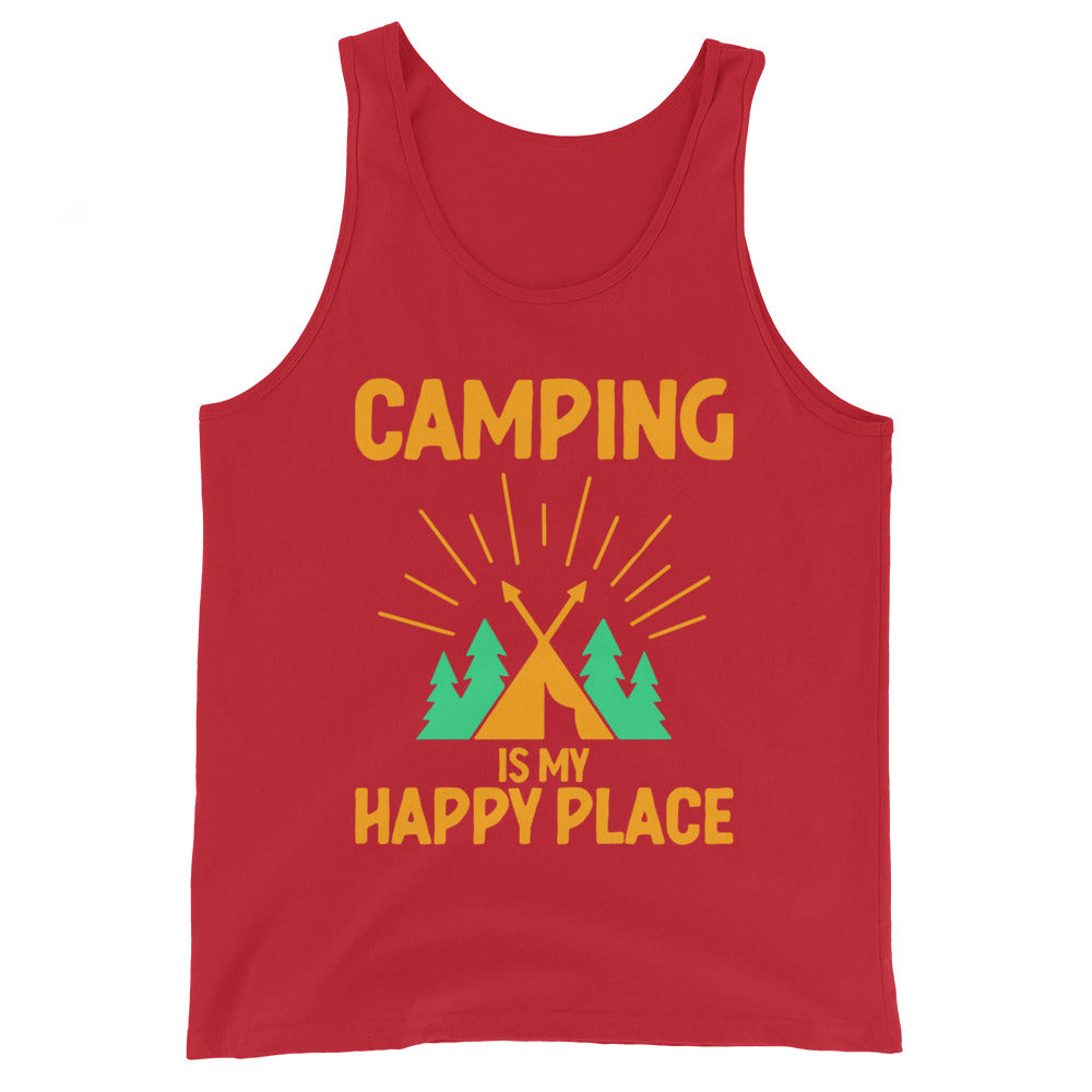 Camping is my happy place tank tops