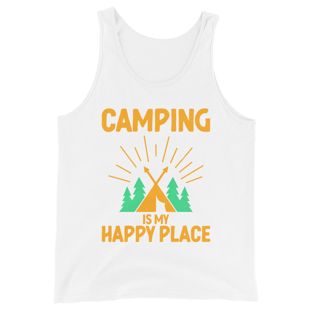 Camping is my happy place tank tops