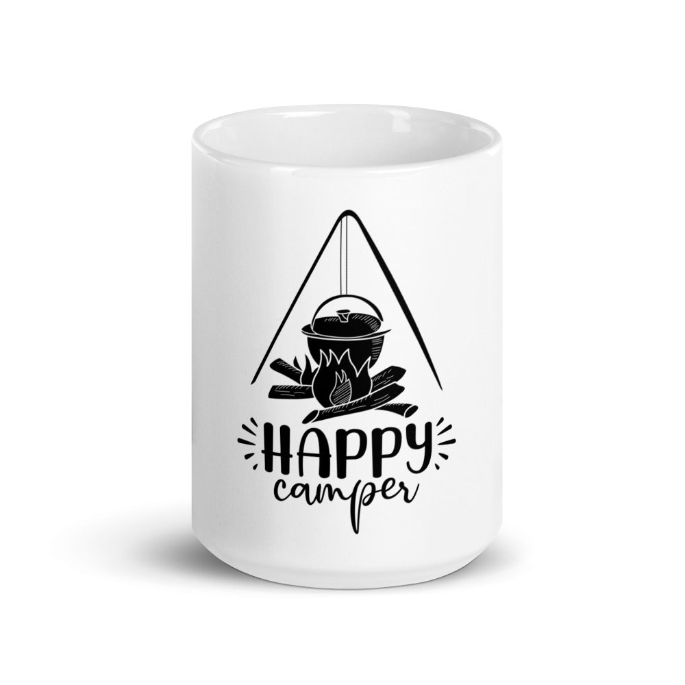 Happy camper white glossy mug