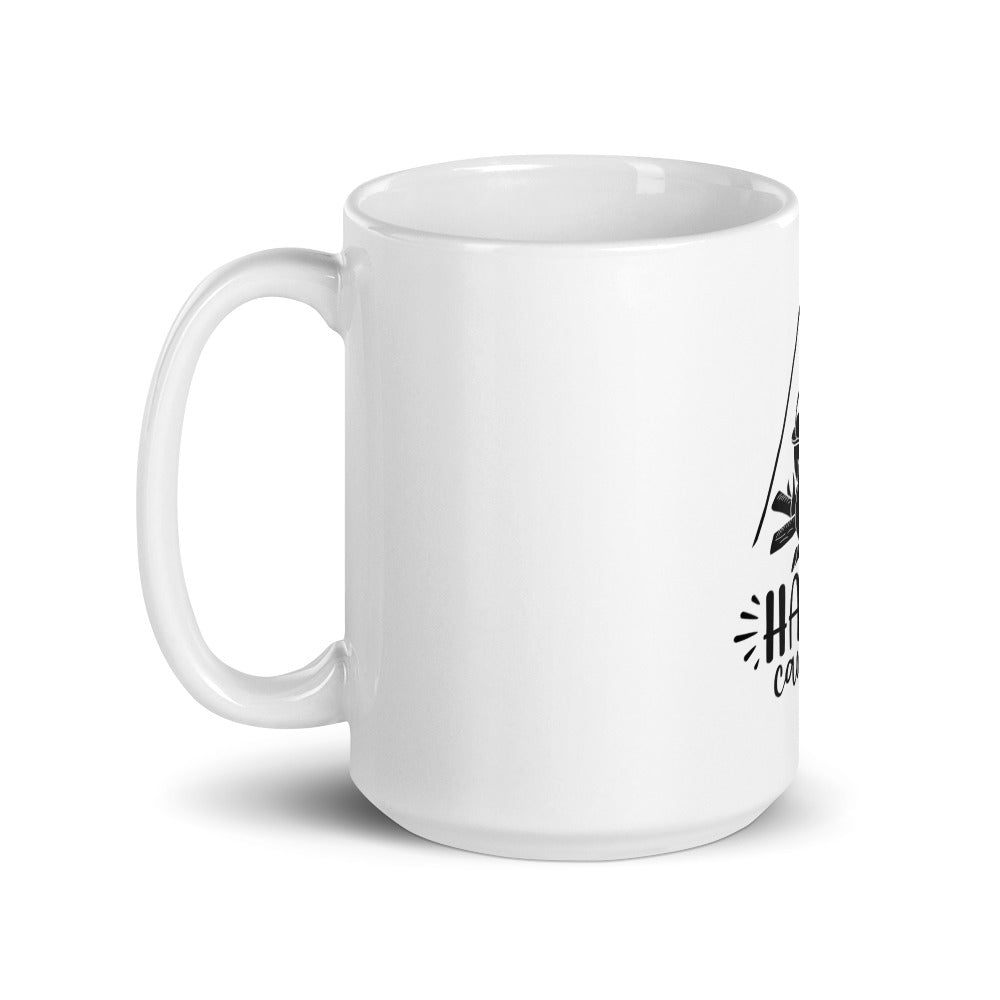 Happy camper white glossy mug