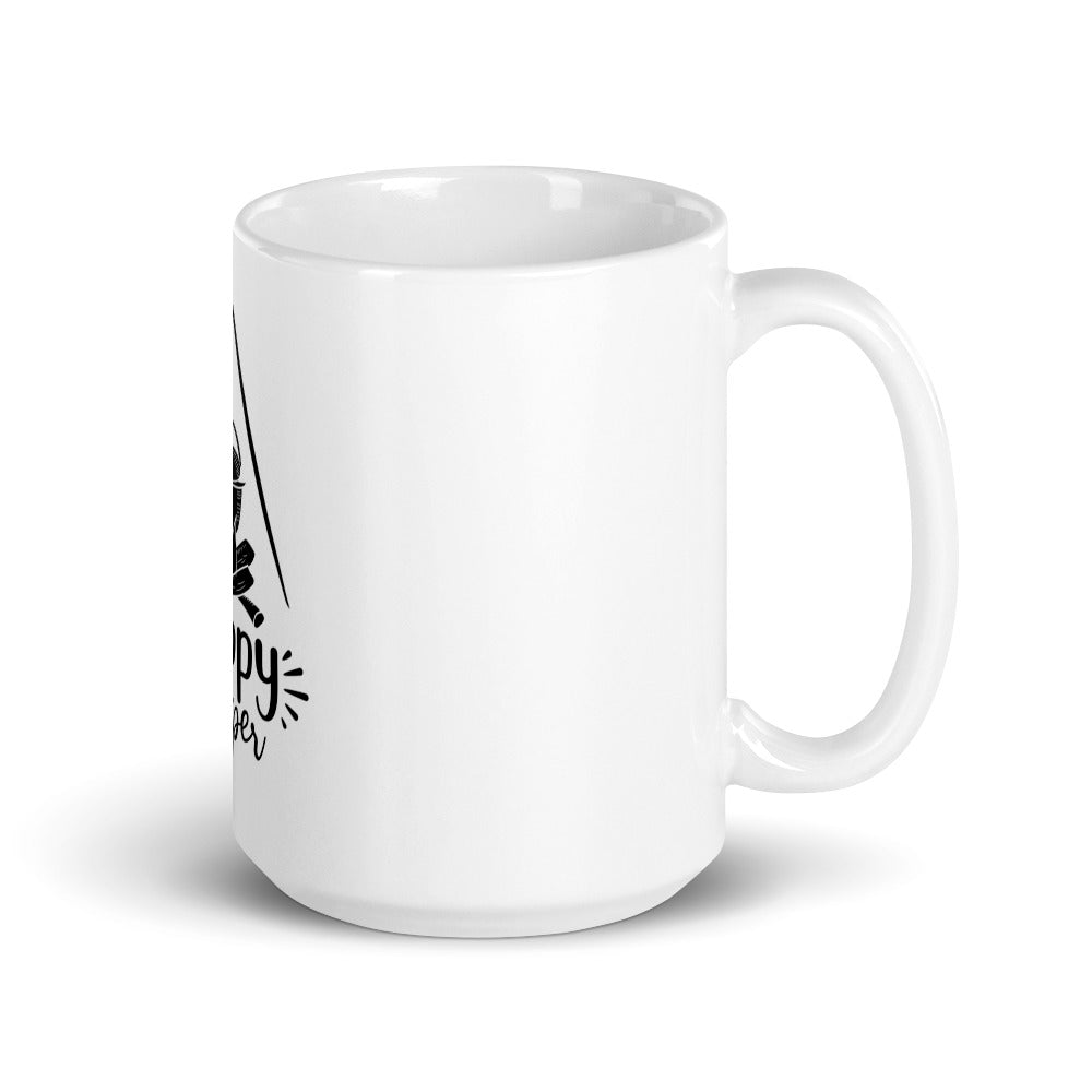 Happy camper white glossy mug